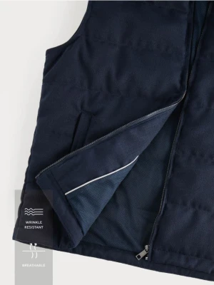 Reserved - Pikowana kamizelka ze stójką - granatowy