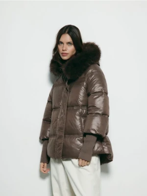 Reserved - Pikowana kurtka - brązowy