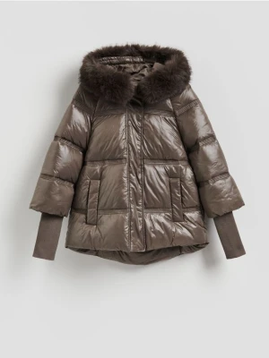 Reserved - Pikowana kurtka - brązowy