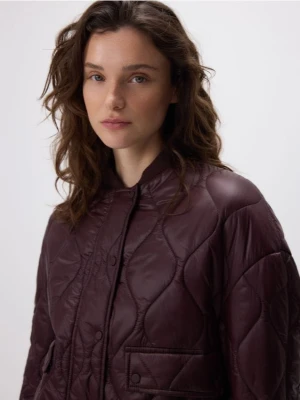 Reserved - Pikowana kurtka - mahoniowy