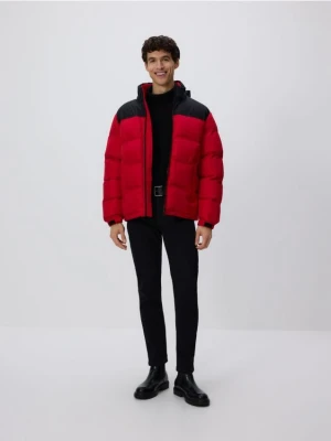 Reserved - Pikowana kurtka z chowanym kapturem - czerwony