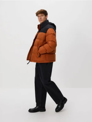 Reserved - Pikowana kurtka z chowanym kapturem - miedziany