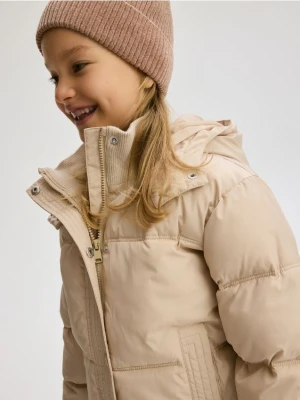 Reserved - Pikowana kurtka z kapturem - beżowy