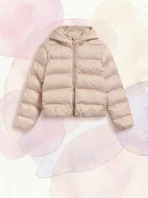Reserved - Pikowana kurtka z kapturem - beżowy