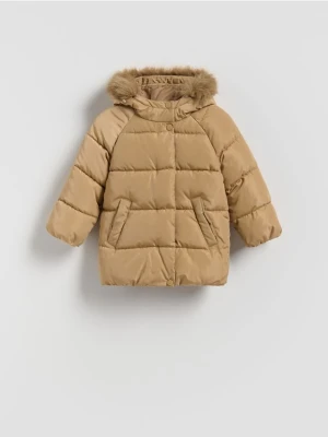 Reserved - Pikowana kurtka z kapturem - beżowy
