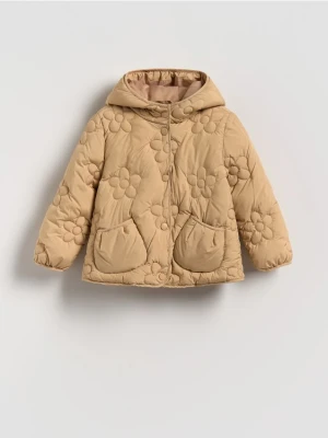 Reserved - Pikowana kurtka z kapturem - beżowy