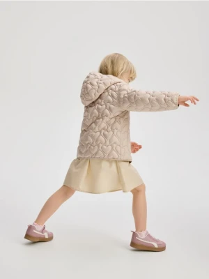 Reserved - Pikowana kurtka z kapturem - beżowy