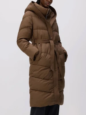 Reserved - Pikowana kurtka z kapturem - brązowy