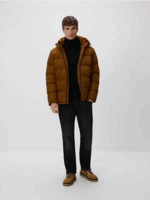 Reserved - Pikowana kurtka z kapturem - brązowy
