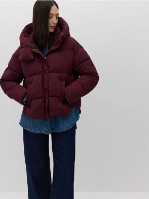 Reserved - Pikowana kurtka z kapturem - burgundowy