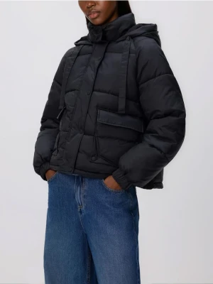 Reserved - Pikowana kurtka z kapturem - czarny