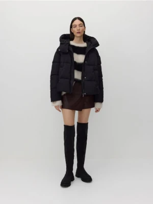 Reserved - Pikowana kurtka z kapturem - czarny