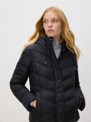 Reserved - Pikowana kurtka z kapturem - czarny