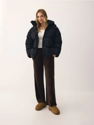 Reserved - Pikowana kurtka z kapturem - czarny