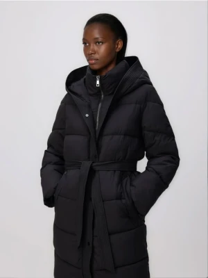 Reserved - Pikowana kurtka z kapturem - czarny