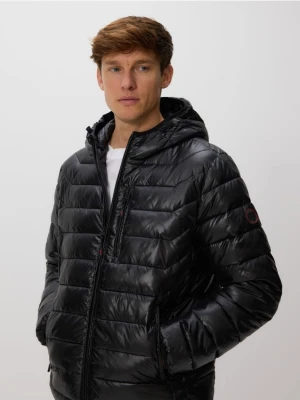 Reserved - Pikowana kurtka z kapturem - czarny