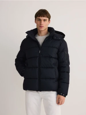 Reserved - Pikowana kurtka z kapturem - granatowy