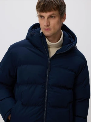 Reserved - Pikowana kurtka z kapturem - granatowy