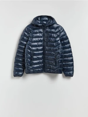 Reserved - Pikowana kurtka z kapturem - granatowy