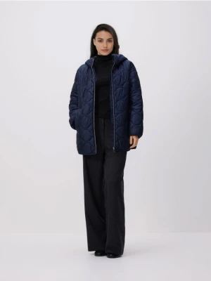 Reserved - Pikowana kurtka z kapturem - granatowy
