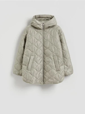 Reserved - Pikowana kurtka z kapturem - jasnozielony