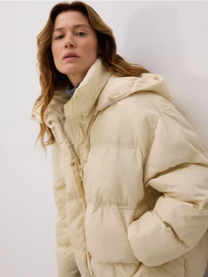 Reserved - Pikowana kurtka z kapturem - jasnożółty