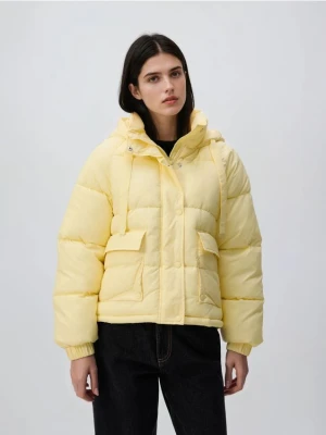 Reserved - Pikowana kurtka z kapturem - jasnożółty