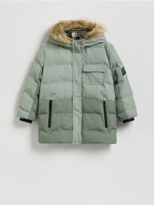 Reserved - Pikowana kurtka z kapturem - jasny zielony