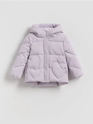 Reserved - Pikowana kurtka z kapturem - lawendowy