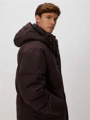 Reserved - Pikowana kurtka z kapturem - mahoniowy