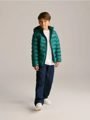 Reserved - Pikowana kurtka z kapturem - morski