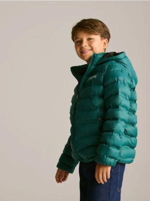 Reserved - Pikowana kurtka z kapturem - morski