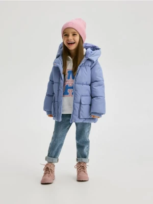 Reserved - Pikowana kurtka z kapturem - niebieski