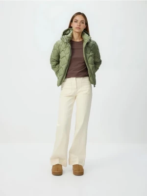 Reserved - Pikowana kurtka z kapturem - oliwkowy