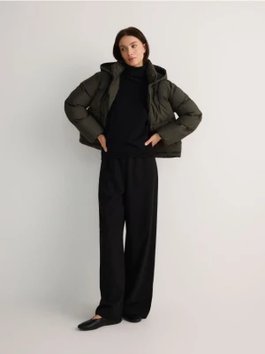 Reserved - Pikowana kurtka z kapturem - oliwkowy