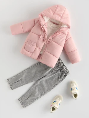 Reserved - Pikowana kurtka z kapturem - różowy