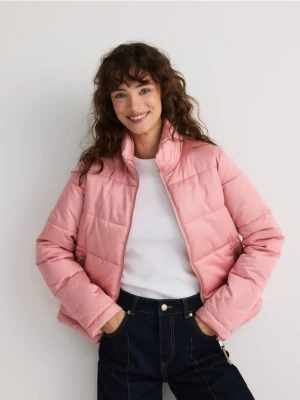 Reserved - Pikowana kurtka z kołnierzem - brudny róż