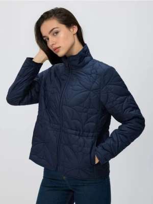 Reserved - Pikowana kurtka z kołnierzem - granatowy