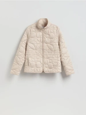 Reserved - Pikowana kurtka z kołnierzem - kremowy