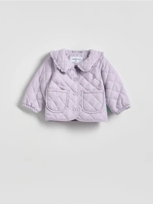 Reserved - Pikowana kurtka z kołnierzem - lawendowy