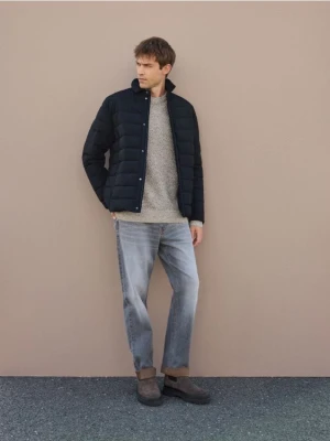 Reserved - Pikowana kurtka z kołnierzem - szary