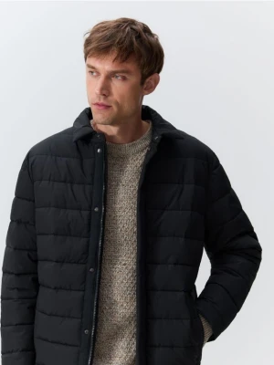 Reserved - Pikowana kurtka z kołnierzem - szary