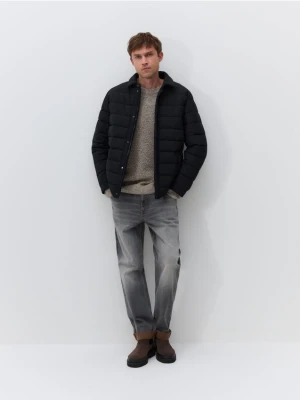 Reserved - Pikowana kurtka z kołnierzem - szary