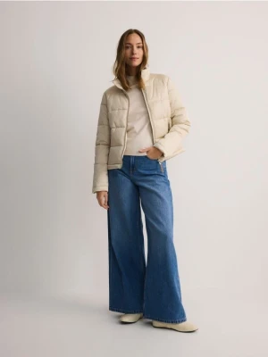 Reserved - Pikowana kurtka z kołnierzem - złamana biel