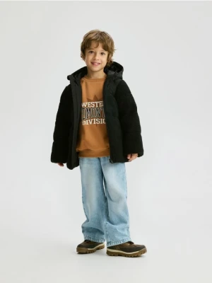 Reserved - Pikowana kurtka z łączonych materiałów - czarny