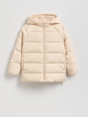 Reserved - Pikowana kurtka z naturalnym puchem - beżowy