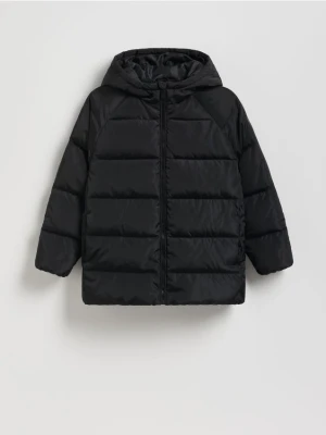 Reserved - Pikowana kurtka z naturalnym puchem - czarny