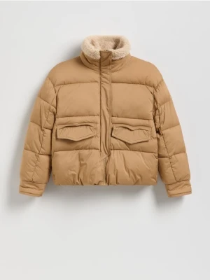 Reserved - Pikowana kurtka z ociepleniem - brązowy
