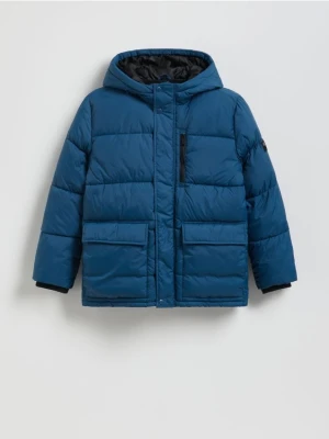 Reserved - Pikowana kurtka z ociepleniem - granatowy
