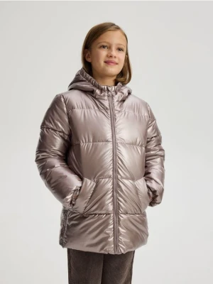 Reserved - Pikowana kurtka z połyskiem - fioletowy